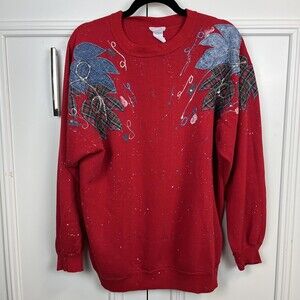 80s 9s Y2K red custom Christmas crewneck sweatshirt